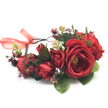 Большая Корона из цветов розы, свадебные аксессуары для волос для невесты, женская цветочная гирлянда, украшения для волос 2024 - купить недорого