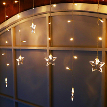 Cortina com luz de estrela em led, guirlanda de natal, janela, luzes led, decoração para casamento, feriado, festa, casa, luzes de fadas 2024 - compre barato