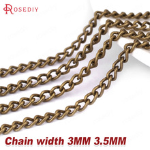 (23560)2 meters width 3MM 3.5MM Antique Bronze Coppe Dense Stronger Extended Chain Diy Jewelry Findings Accessories Wholesale 2024 - buy cheap