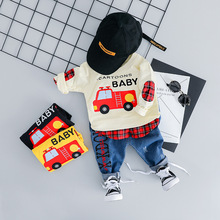 Conjuntos de ropa para bebés y niños pequeños, traje de camiseta de coche de dibujos animados, pantalones vaqueros, conjuntos de primavera, 2019 2024 - compra barato