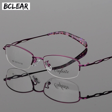 Bclear-óculos feminino de luxo, armação retrô, lentes transparentes, liga, óculos para mulheres, floral, vintage, 2018 2024 - compre barato