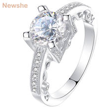 Newshe Silver Plated Fashion Wedding Engagement Ring For Women 2 Ct Round Cut AAA CZ Jewelry Gift Size 8 JR4941_WG 2024 - buy cheap