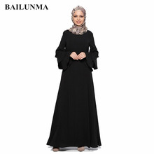 Модное мусульманское платье с длинным рукавом, женский халат, свободная юбка, арабское платье Дубаи, абайя, готовая к продаже, турецкая исламская одежда B8068 2024 - купить недорого
