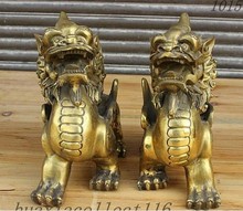 YM  307   6" China FengShui Brass Dragon Kylin PiXiu Unicorn Beast Talismanic Statue Pair 2024 - buy cheap