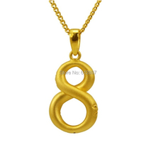 Real 24K Yellow Gold Pendant / 3D Craft Lucky Number 8 Pendant / 2.06g 2024 - buy cheap