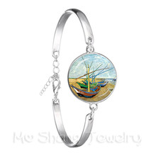 Pulseira van gogh estrelada noite 18mm cúpula de vidro cabochão arte corrente foto bracelete auto-retrato pintura jóias presentes 2024 - compre barato