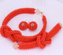 Orange Opaque Choker Design Nigerian African Wedding Beads Jewelry Sets African Costume Necklace Set For Brides Women 2018 Hot 2024 - buy cheap
