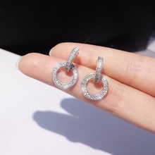 Female Jewelry Korea OL Lady's Solid 925 Sterling Silver Stud Earrings for Party Shiny Cubic Zirconia Earrings Romantic Gift 2024 - buy cheap