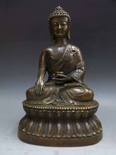 9" Elaborate Chinese copper Buddhism Buddha Sakyamuni Sculpture Statue 2024 - buy cheap