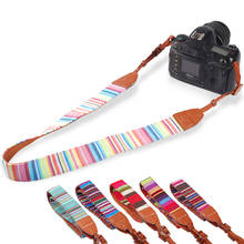 Ms.L.Meilyadigital Bohemia Camera shoulder Strap Leather+Cotton Neck Belt Strap For SLR DSLR Canon Nikon Sony Panasonic Micro 2024 - buy cheap
