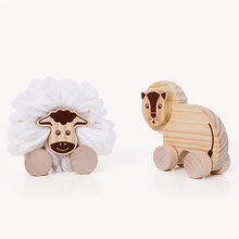 New Wooden Building Blocks Toys Baby Mini Animal Lion Sheep Hand-pushing Toy Cart Vehicle Children Toys 1 Set 2024 - buy cheap