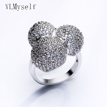 Muito bonito bola design anel agradável cristal luxo jóias presente de aniversário feminino na moda jóias femininas venda quente anéis 2024 - compre barato