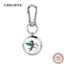 Ubelieve-chaveiro com difusor de óleo essencial 316l, medalhão em aço inoxidável com aroma, perfume, aromaterapia, 6 peças de almofadas 2024 - compre barato