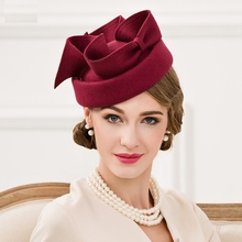 Pingente capa de pingente flor feminino, chapéu cinza inverno vintage feltro festa casamento 2024 - compre barato