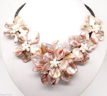 hot&  Wholesale Free P&P**new pink-Color of pearl shell flower necklace 18"long f -o1 2024 - buy cheap