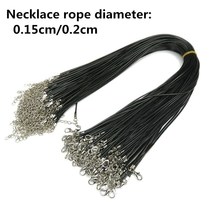 wholesale Korea Wax Rope Black Leather Cord Necklace Charms Bijoux With Lobster Clasp Diy Jewelry Findings Pendants Material45cm 2024 - buy cheap