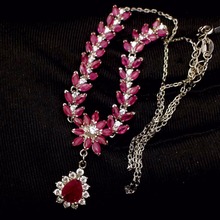 Uloveido ожерелье из натурального рубина для женщин, серебро 925 пробы, Платиновое покрытие, ювелирные украшения, 2,5*5 мм бархатная коробка сертификат FN178 2024 - купить недорого