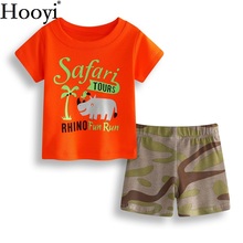 Ropa de Safari para bebé niño, conjunto de rinoceronte, conjuntos de ropa de recién nacido, camiseta roja para niños, pantalón de camuflaje, traje de verano de 0 a 2 años 2024 - compra barato