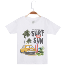 Camiseta básica branca infantil, camiseta de algodão com estampa engraçada para garotos e férias roupas criativas 2024 - compre barato