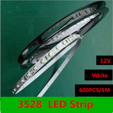 Free shipping  100M/LOT   600pcs  3528 SMD LED 5M no Waterproof flexible LED Strip Light Cool white 2024 - buy cheap