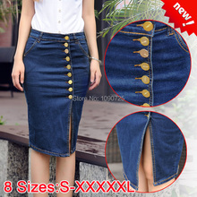 Brand Female Skirt Women Summer Plus Big size 5XL XXXXXL Ladies' Breasted Faldas High Waist Knee-length Denim Jeans Midi Skirts 2024 - buy cheap