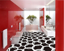Beibehang пользовательский бумажный рисунок большой вектор черно-белый круг 3D Пол ванная комната пола Рисование ПВХ Самоклеящиеся обои 2024 - купить недорого