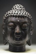 Estatua de Cabeza de Buda de cobre chino antiguo, 7,4 pulgadas, elaborada 2024 - compra barato