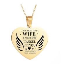 Stainless steel pendant heart shaped necklace lettering give me beautiful wife necklace jewelry for women 2024 - buy cheap