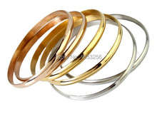 Lote de 6 unids/set de brazaletes de acero inoxidable dorado/oro rosa para mujer/mujer, joyería de 4mm y 2,67'' 2024 - compra barato