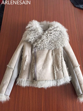 Casaco de pele de couro feminino arlenesain, casaco curto de lã personalizado para inverno 2024 - compre barato