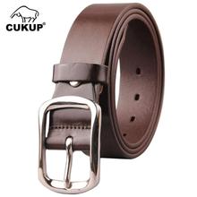 CUKUP Top Quality Luxury Cow Leather Wide Belt Stainless Steel Pin Buckles Metal Waist Belts for Men Jeans Accessories NCK446 2024 - buy cheap