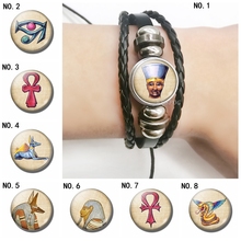 Creative Bracelet Egyptian Pharaoh Black Multi-layered Bracelet ,Glass Cabochon Ancient  Egyptian Cross Bracelet Men Women Gift 2024 - buy cheap