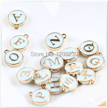 50PCS/lot Light blue Alloy drop oil Alphabet Charms Popular metal A-Z letters  accessories about 12*15mm 2024 - buy cheap