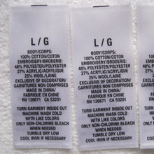 1000 etiquetas de lavagem 2.5*6.7 cm do cetim da roupa da etiqueta branca do cuidado das roupas da cópia feita sob encomenda dos pces 2024 - compre barato