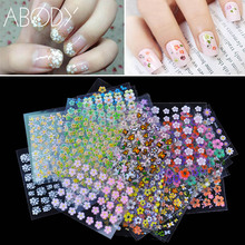 30 Sheets Floral Design Nail Art Stickers Decals Mix Color 3D Nail Stickers Decals Transfer Fashion Salon Nail Manicure Tools 2024 - buy cheap