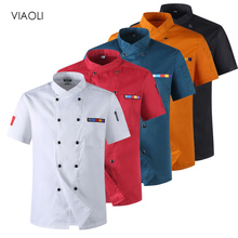 5-colors wholesale Chef Jacket Hotel Chef's Uniform Short Sleeve Mesh Breathable Workwear Catering Restaurant Kitchen Bakery new 2024 - buy cheap