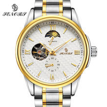 Skeleton Mechanical Watch Men Automatic Classic  Gold Stainless Steel Mechanical Wrist Watches Reloj Hombre 2017 Moon Phase 2024 - купить недорого