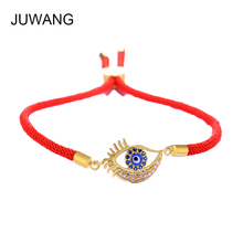 Jwang pulseiras da sorte do mau olhado, pulseira feminina trançada à mão em 18 cores vermelha 2024 - compre barato