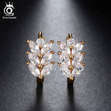 ORSA JEWELS 2019 Silver Color Earrings Leaf Style Marquise Cut AAA Austrian Clear Zircon Women Fashion Earring Stud OME03 2024 - buy cheap