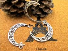 15pcss Antique Silver Hollow Crescent Moon Charms Pendant Jewelry Supplies Connector Link Drops 39*9mm 2024 - buy cheap