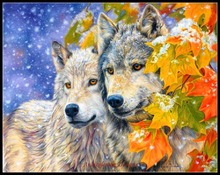 Needlework for embroidery DIY DMC High Quality - Counted Cross Stitch Kits 14 ct Oil painting - Snow Wolves 2024 - buy cheap