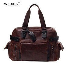 New Arrival WEIXIER Brand Casual Travel Bag Men Solid PU Leather Men's Shoulder Fashion Bag Waterproof Crossbody Bag For Men 2024 - buy cheap