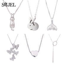 SMJEL Fashion Animal Pendants & Necklaces Crystal Butterfly Cat Rabbit Necklace Women Love Heart Jewelry Party Gift Girl 2024 - buy cheap