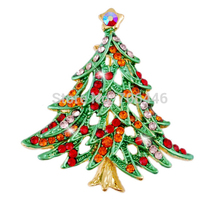Merry Christmas Tree Multicolored Rhinestone Crystal Christmas Brooch Pin Gift Xmas Jewellery Badge 2024 - buy cheap
