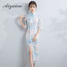 Modern Oriental Femme Mini Dress Cheongsam Chinese Traditional Clothing Dresses Qi Pao Women China Fashion Vintage Gown Qipao 2024 - buy cheap