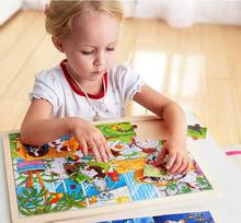96pcs wooden cartoon puzzles high quality baby puzzles for kids and children 3 ages above educational toys Free shipping 2024 - buy cheap