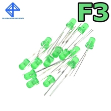 Green F3 3mm LED Green light emitting diode light-emitting Green turn Green  570-575NM 1000PCS 2024 - buy cheap