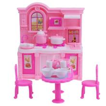 Мебель для дома, кухонный кукольный домик, обеденный стол, мебель для кукол, аксессуары для Барби, американская кукла для девочек, подарок на день рождения 2024 - купить недорого
