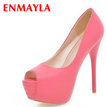 ENMAYLA Brand Women Platform Pumps Sexy Stiletto 13.5 cm High Heels Ladies Pumps Wedding Party Shoes Woman Size 34-43 2024 - buy cheap
