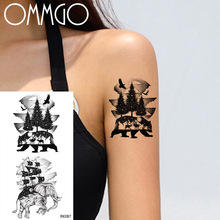 OMMGO-tatuajes temporales calcomanías de árbol de pino, Barco Pirata Vikingo, oso, animales negros, elefante, tatuaje falso, arte corporal, hoja de barco, manos 2024 - compra barato